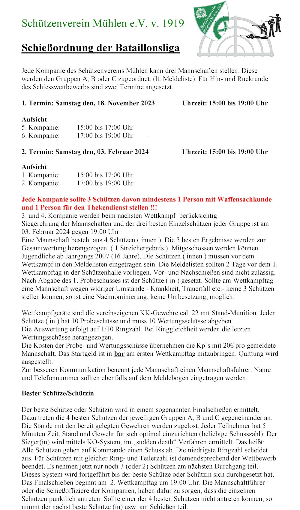 2023 4 Bataillionliga Schiessordnung