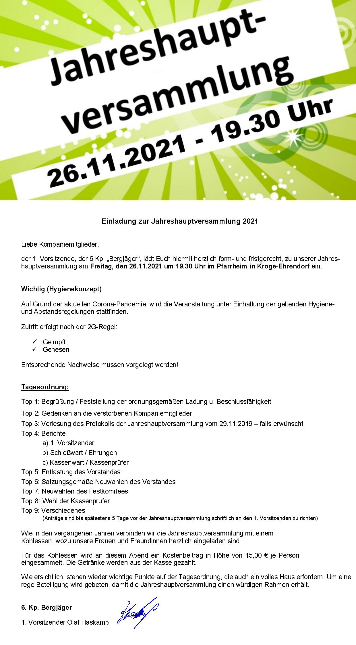 Jahreshauptversammlung 2021